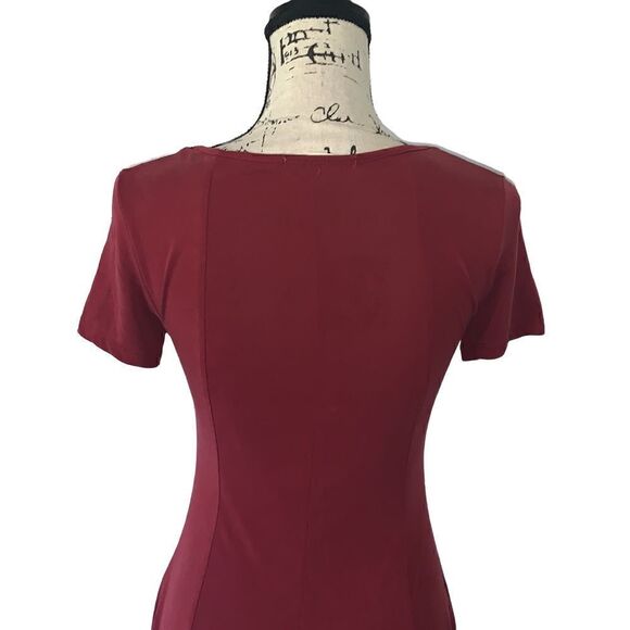 MIAMI maroon fitted flare dress XS - Picture 6 of 8